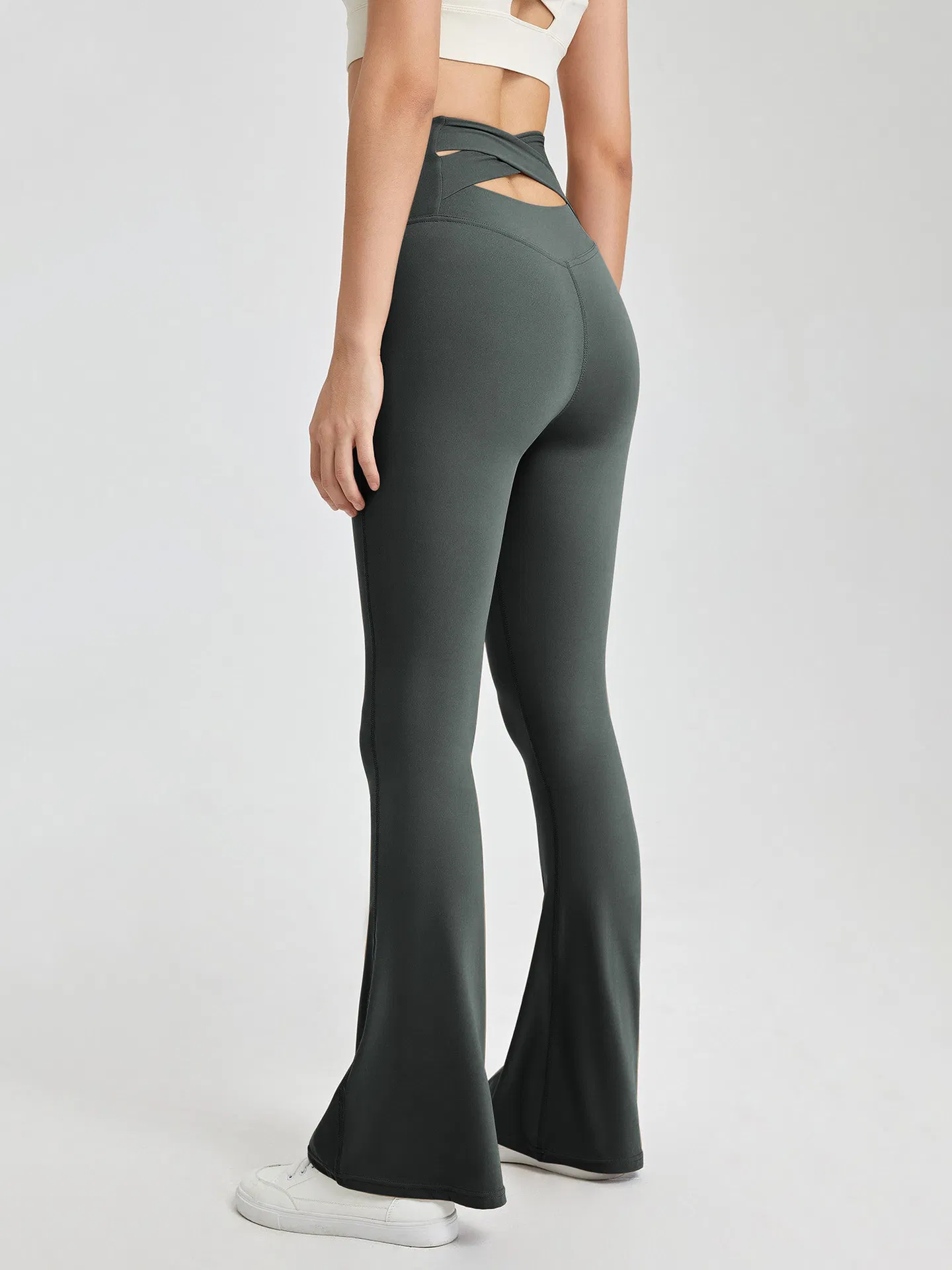 女士高腰纵横交错背部舒适锻炼透气瑜伽钟底苗条健身房腿