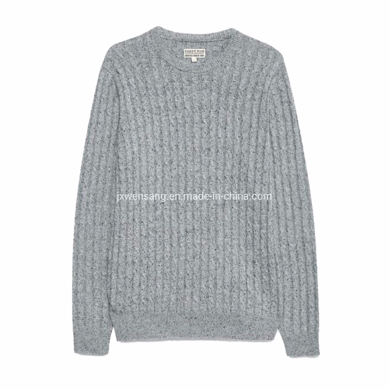 Merino Men&amp;prime;s套头衫100%澳大利亚天然美利奴羊毛针织深蓝色圆领套头毛衣