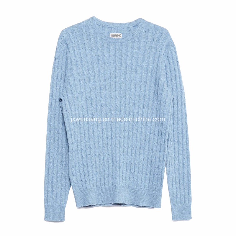 Merino Men&amp;prime;s套头衫100%澳大利亚天然美利奴羊毛针织深蓝色圆领套头毛衣