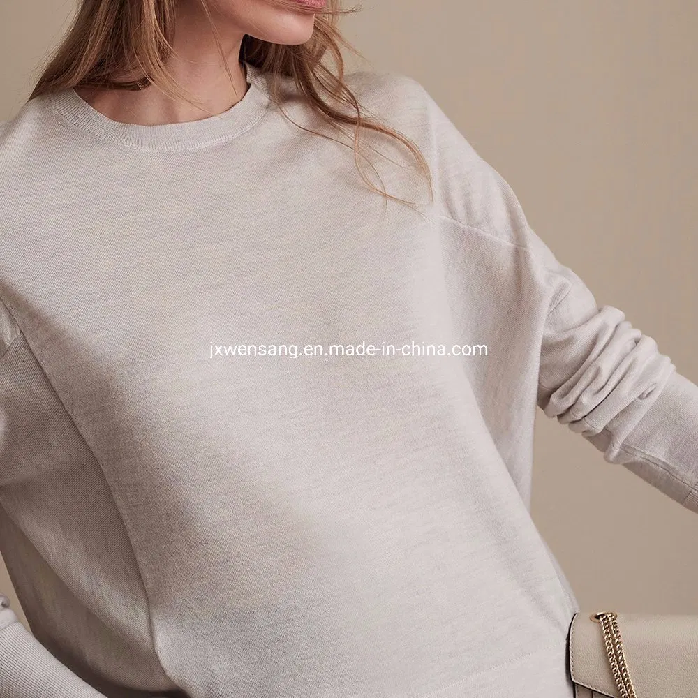 美丽诺服装Nz Women&amp;prime;s套头衫100%天然美丽诺羊毛圆领毛衣套头衫
