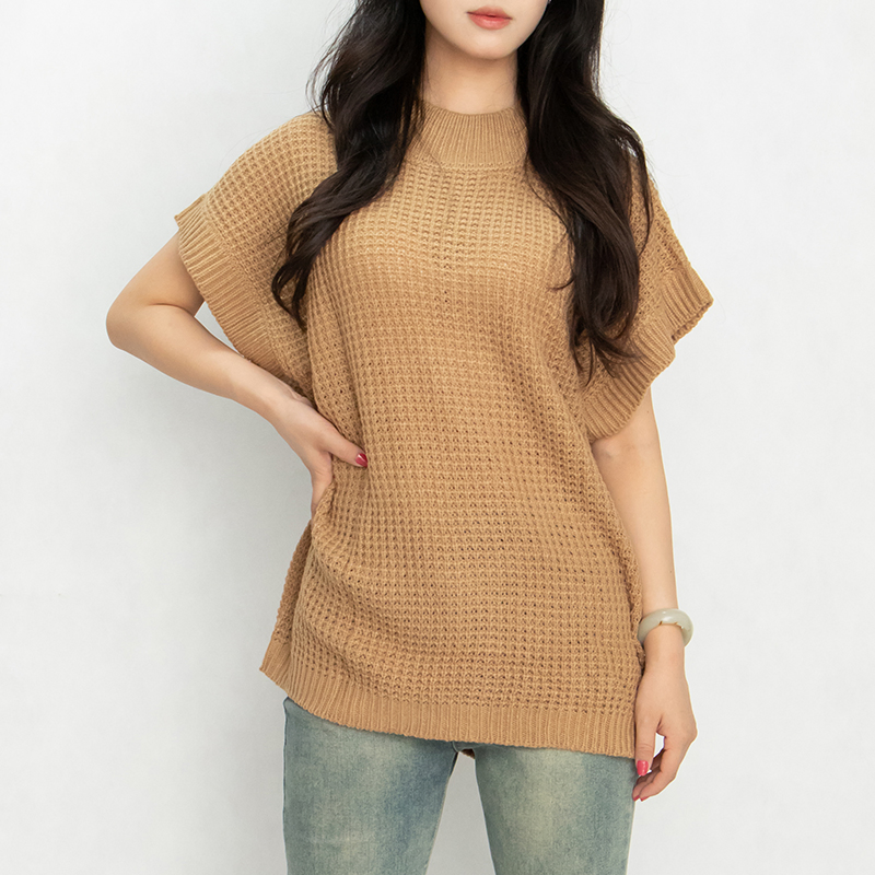 定制标志Crewneck轻质针织上衣毛衣妇女&prime;S圆领蝙蝠翼短袖套头衫