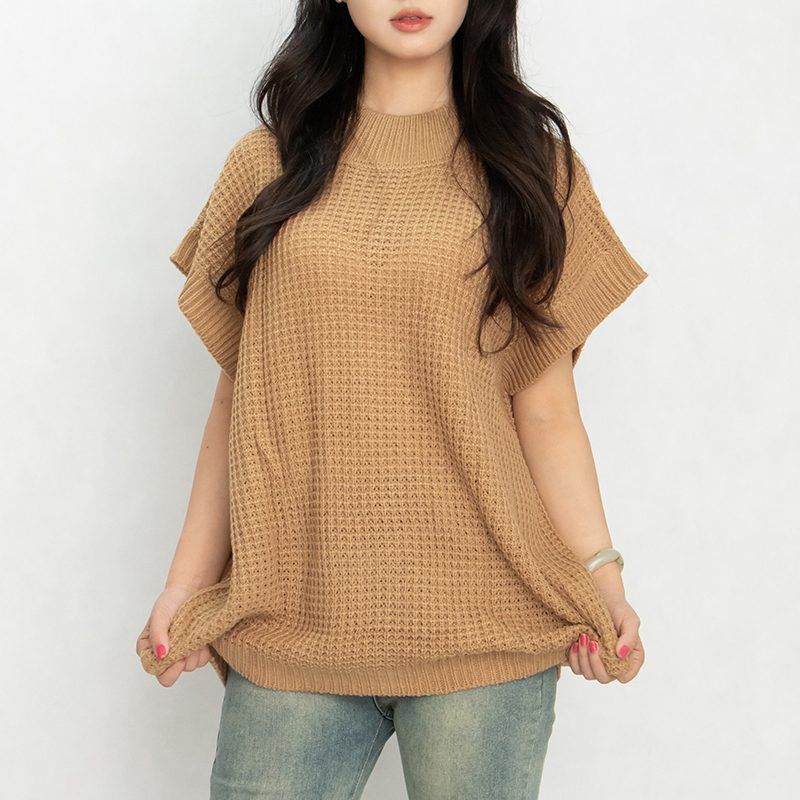 定制标志Crewneck轻质针织上衣毛衣妇女&amp;prime;S圆领蝙蝠翼短袖套头衫