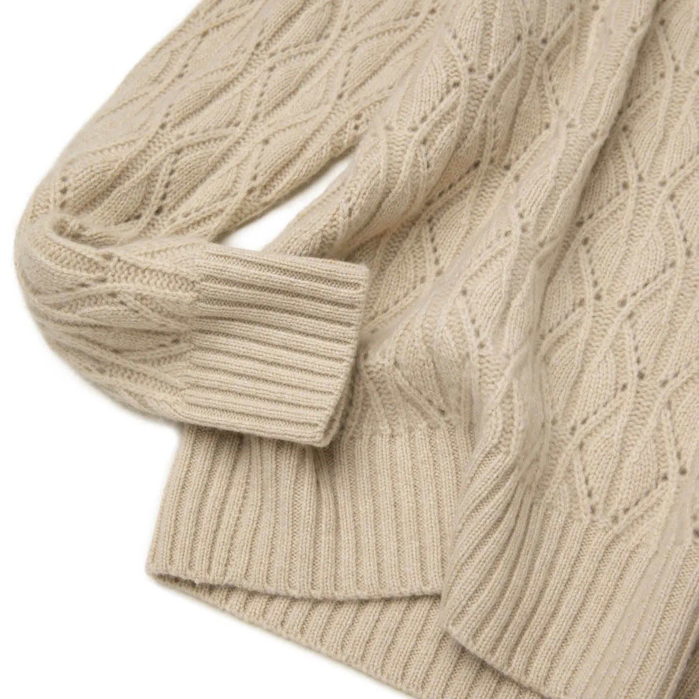 经典针织Pointelle Stitch套头衫Soft Overlap V领针织衫Pure100%Cashmere Women毛衣