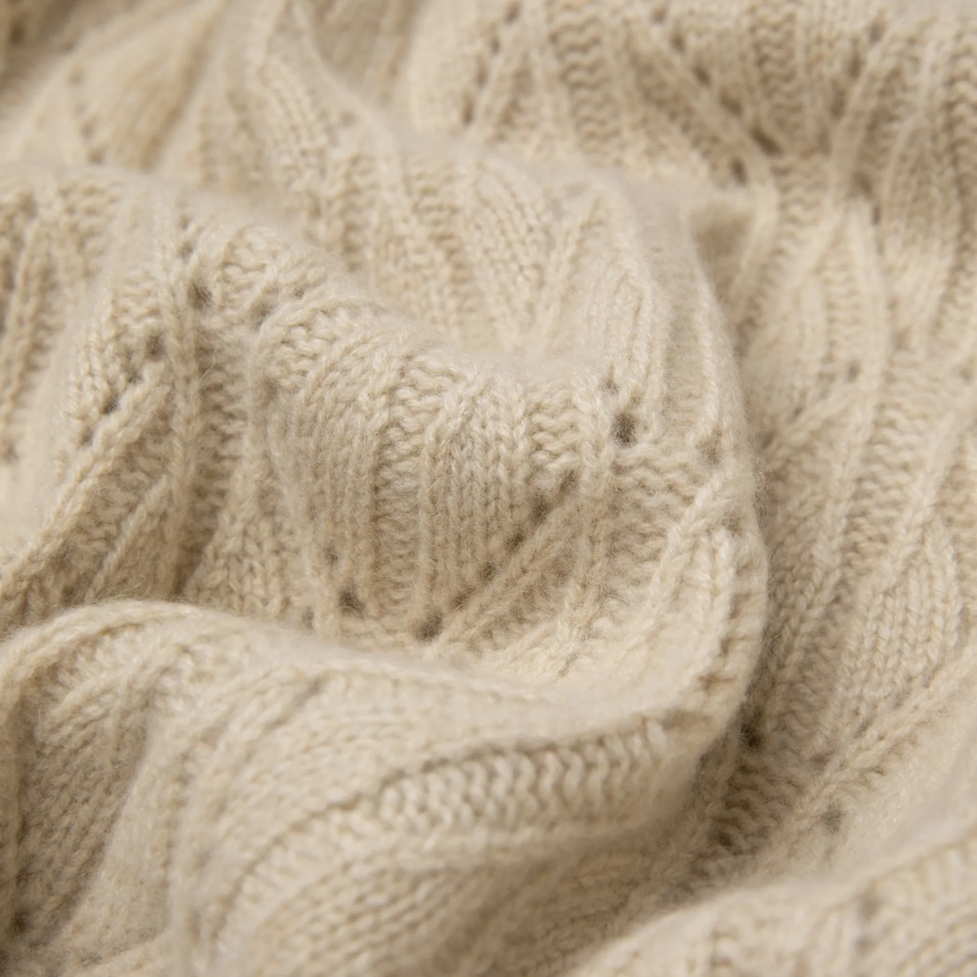 经典针织Pointelle Stitch套头衫Soft Overlap V领针织衫Pure100%Cashmere Women毛衣