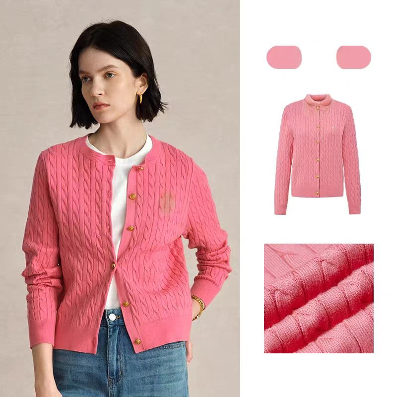 妇女层时尚开衫电缆针织新款圆领开衫冬季