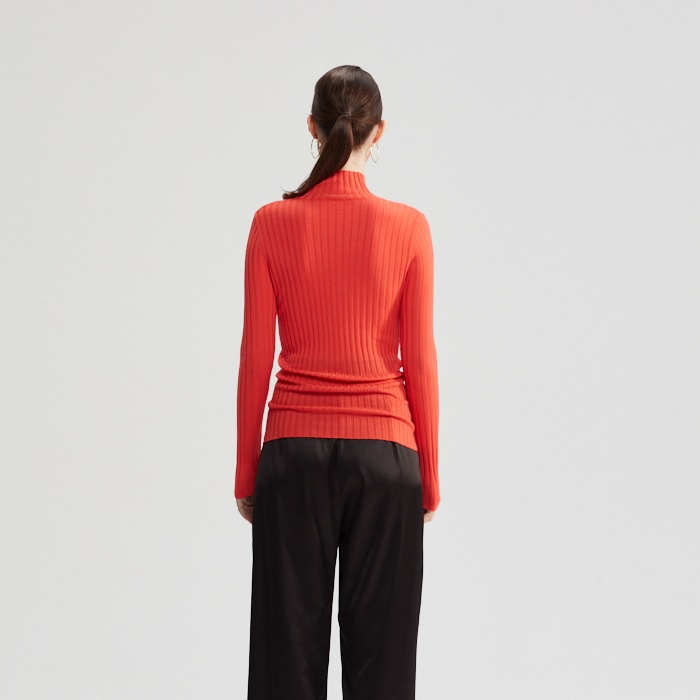 优质100%羊毛针织罗纹高领毛衣