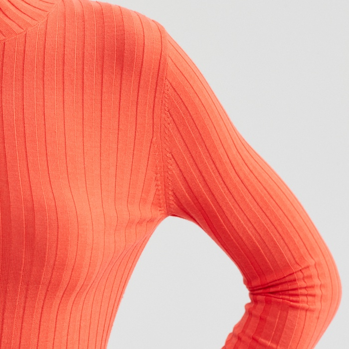 优质100%羊毛针织罗纹高领毛衣