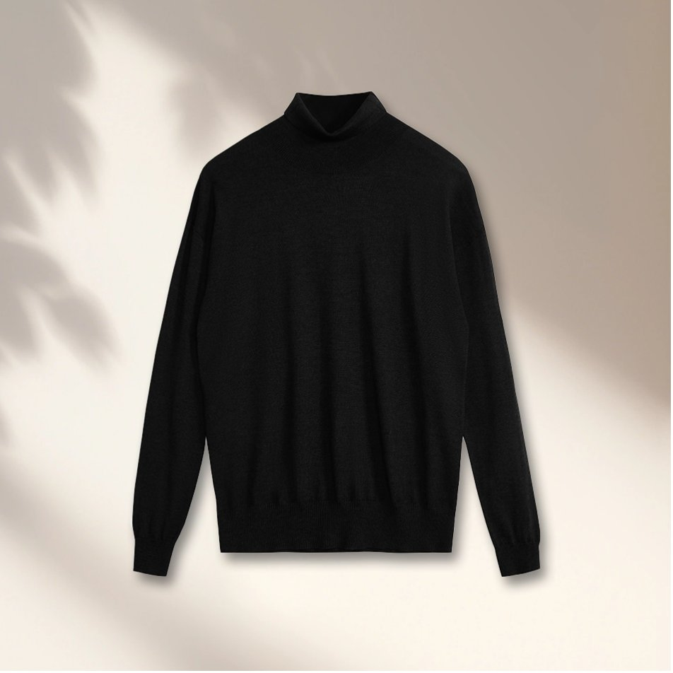 2025男士&功放;总理;s100%羊绒纯色高领针织衫定制标志针织高领商务保暖毛衣冬季