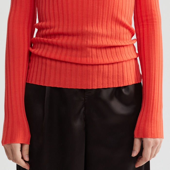 优质100%羊毛针织罗纹高领毛衣