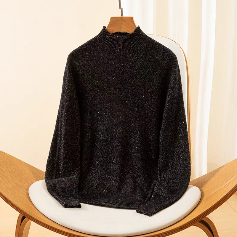 妇女&功放;总理;s圆领跳线超柔软毛衣-溢价91%羊毛和9%Lurex