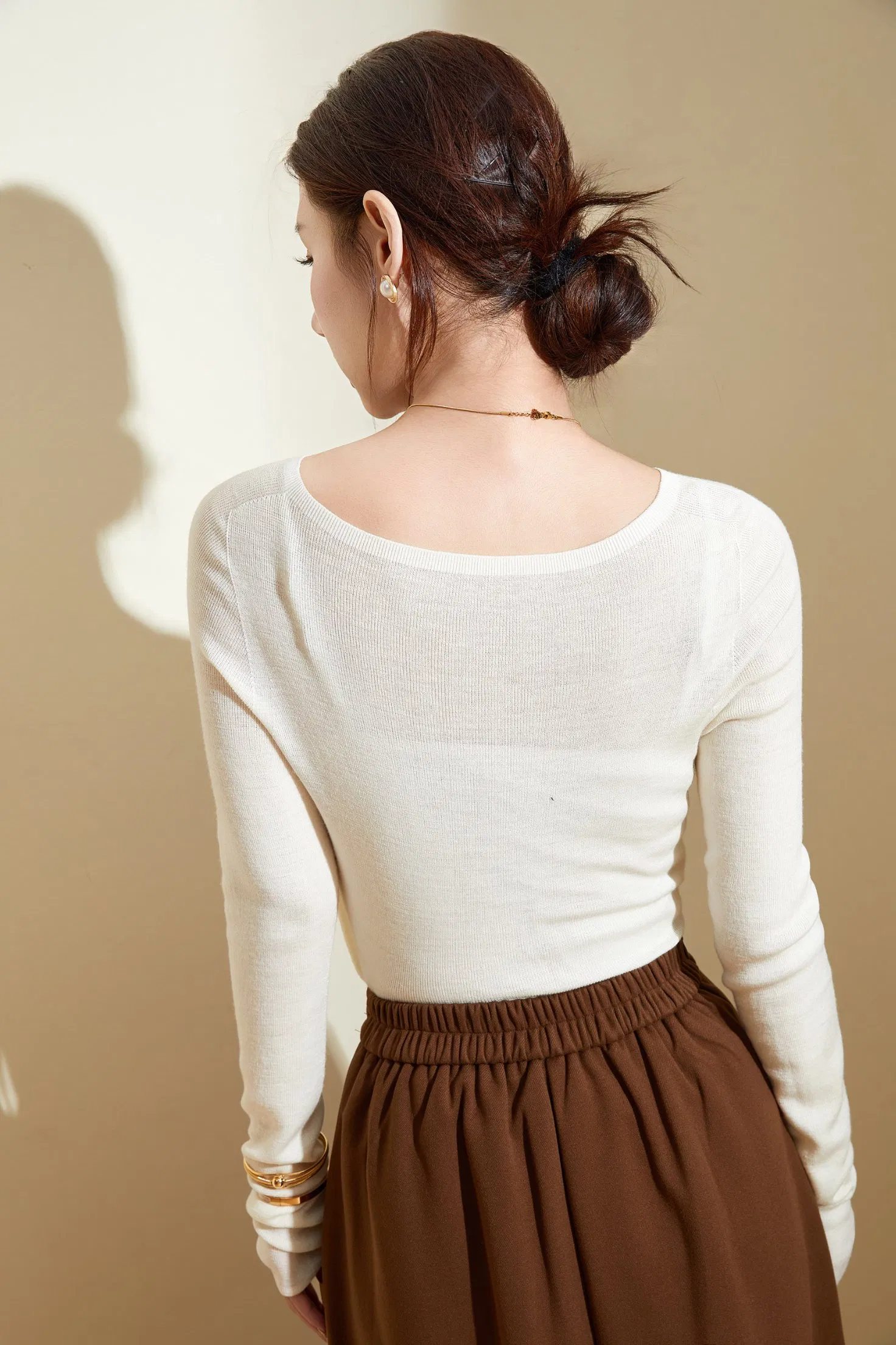 女装高级轻质毛衣-100%超柔软美利奴羊毛