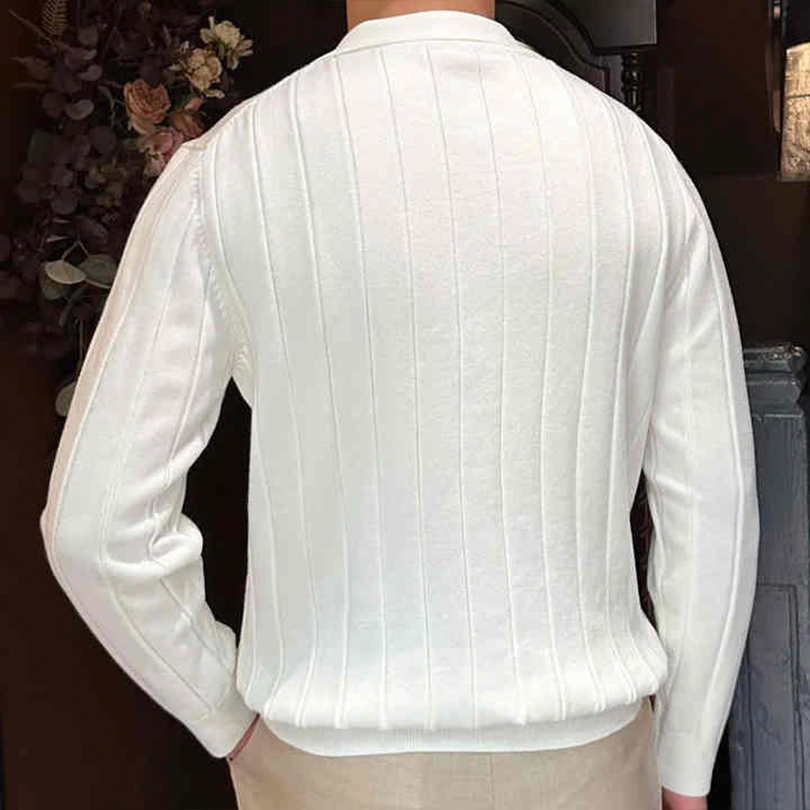 定制男士&amp;prime;S Old Money Solid Knit Polo毛衣V领开式套头衫