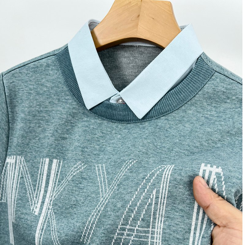 男士&amp;prime;S轻质棉质人造两件毛衣-春季/秋季休闲薄针织品，现代分层外观