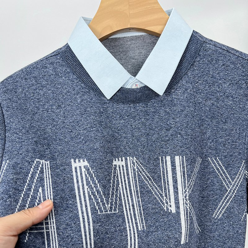 男士&amp;prime;S轻质棉质人造两件毛衣-春季/秋季休闲薄针织品，现代分层外观