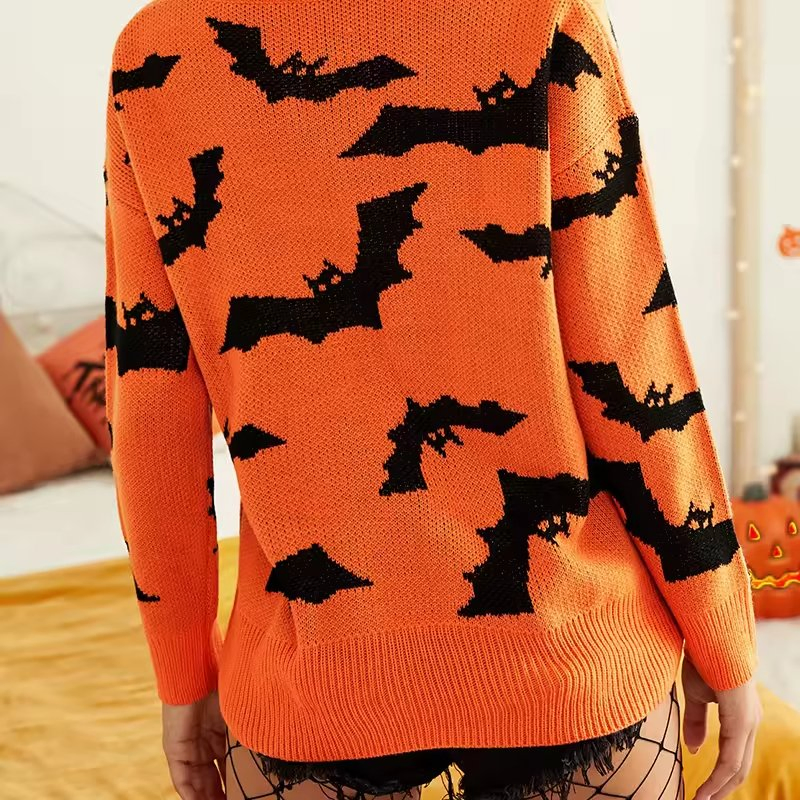 Women&amp;prime;S Funny Halloween Print长袖运动衫休闲衬衫套头毛衣