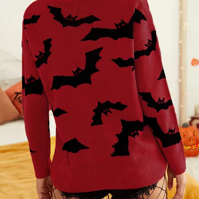 Women&amp;prime;S Funny Halloween Print长袖运动衫休闲衬衫套头毛衣