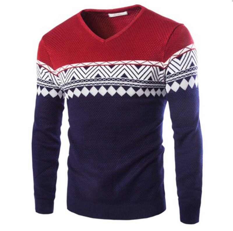 热销针织男士套头提花毛衣