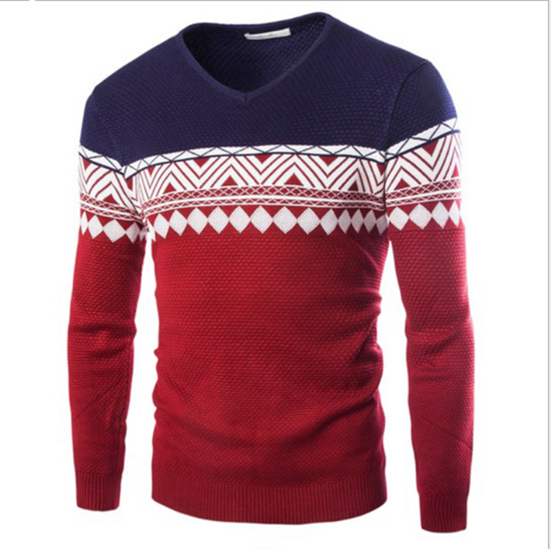热销针织男士套头提花毛衣