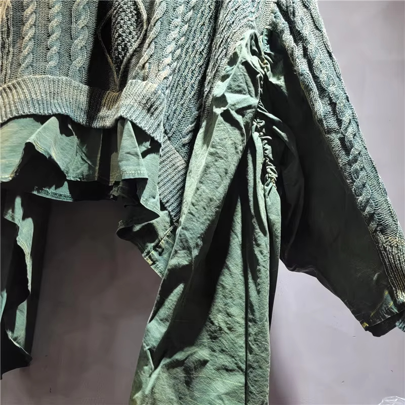 不规则女士妇女&功放;总理;S毛衣衬衫顶部拼布套头衫长针织羊绒衫