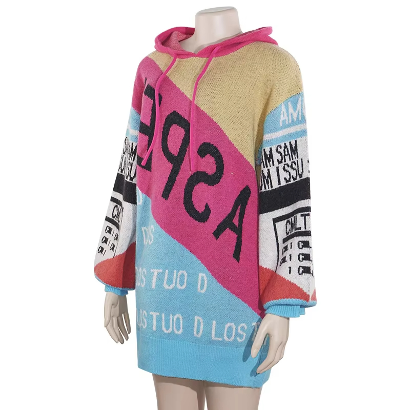 冬季错落有致的不规则颜色阻挡针织毛衣妇女&功放;总理;S毛衣