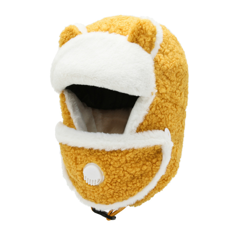 时尚冬季轰炸机帽子为妇女可爱的猫耳骑兵飞行员耳罩帽户外Ushanka俄罗斯滑雪帽