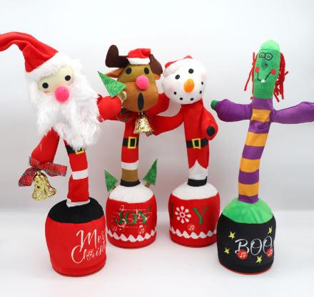 电动圣诞玩具圣诞树摇摆圣诞老人帽子电动攀爬圣诞老人玩具装饰品