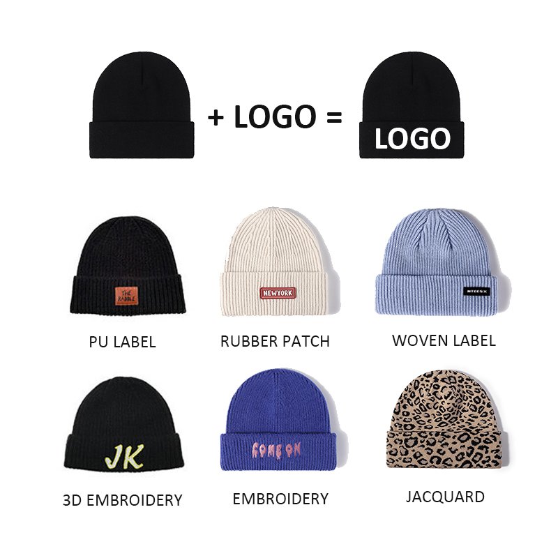 高品质空白丙烯酸温暖针织冬帽刺绣定制豆豆与标志