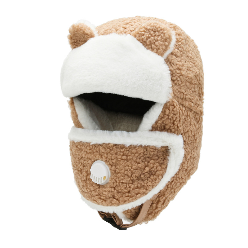 时尚冬季轰炸机帽子为妇女可爱的猫耳骑兵飞行员耳罩帽户外Ushanka俄罗斯滑雪帽