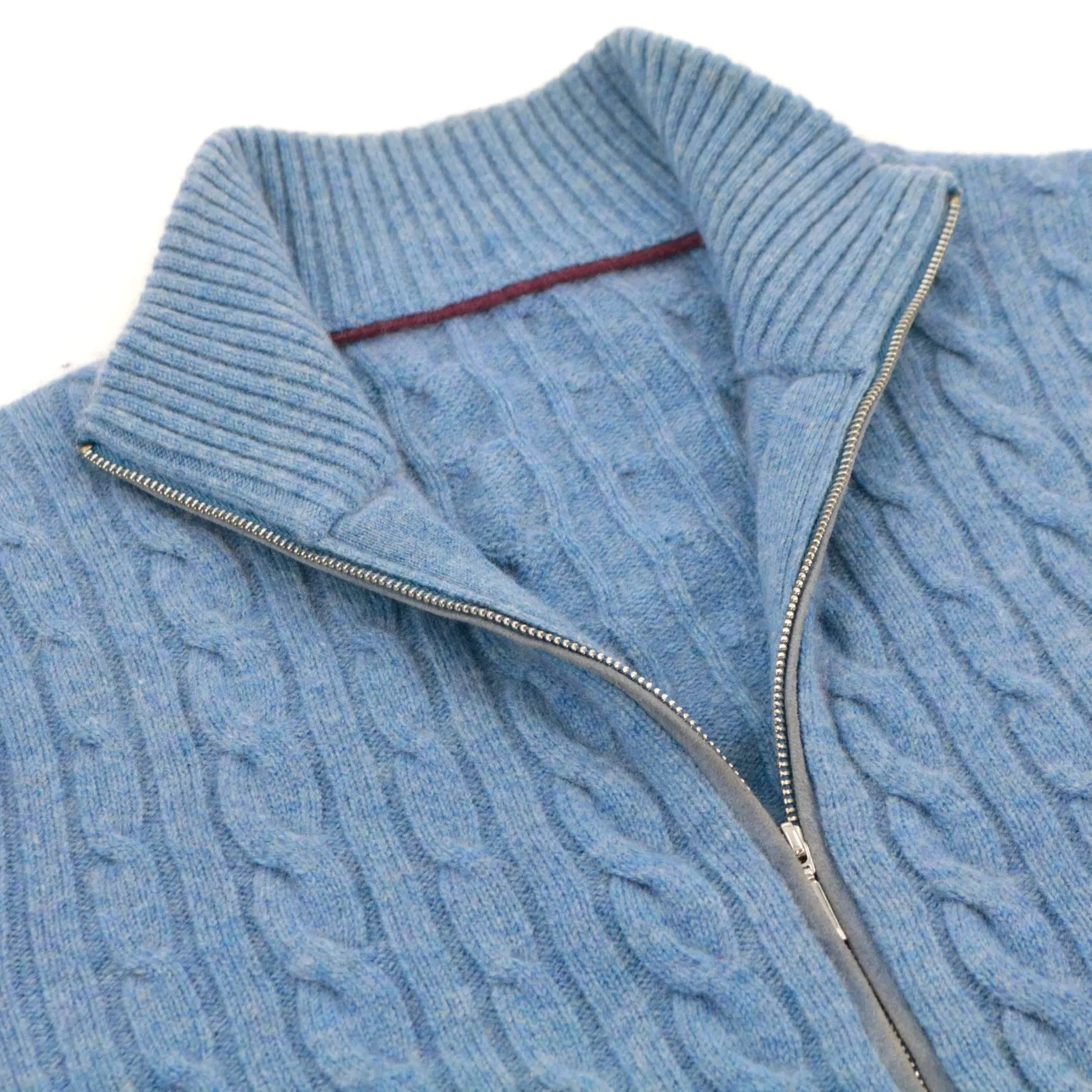 冬季定制女士针织毛衣蓝色长袖拉链开衫针织衫