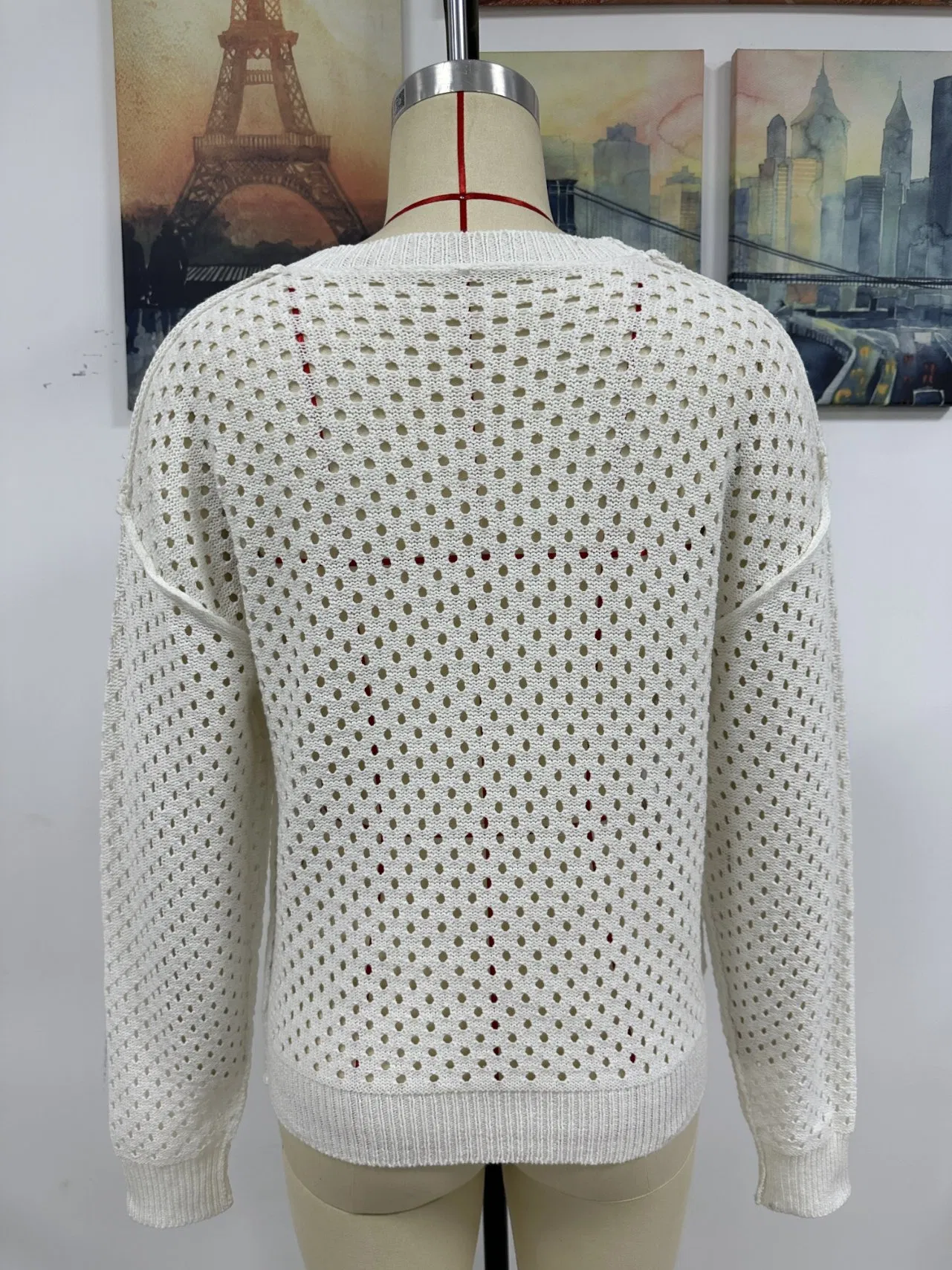 夏季女性纯色女性针织品服装女人挖空休闲性感沙滩薄毛衣