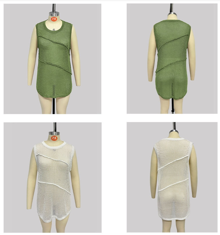 夏季时尚女性&amp;prime;S圆领无袖镂空针织衫休闲性感针织背心