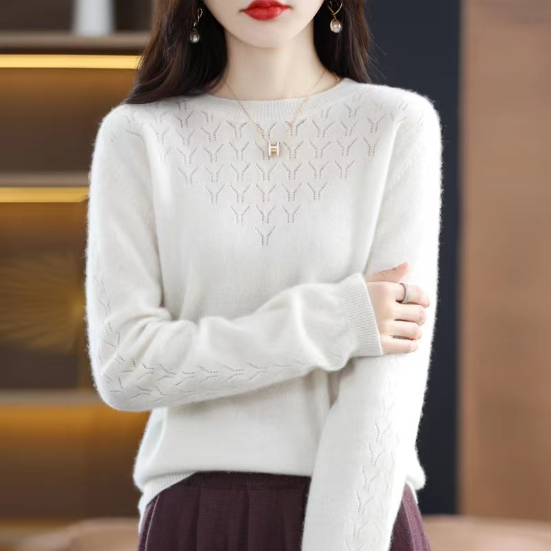 Women&amp;prime;S宽松合身圆领羊绒套头毛衣