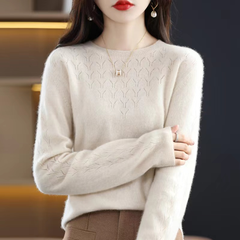 Women&amp;prime;S宽松合身圆领羊绒套头毛衣