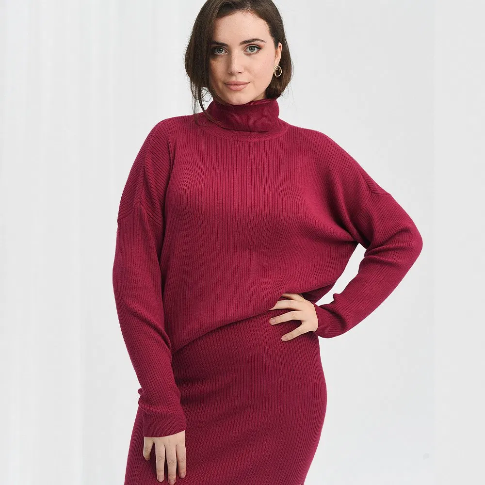 OEM/ODM纯色女卷领毛衣保暖女高领服装