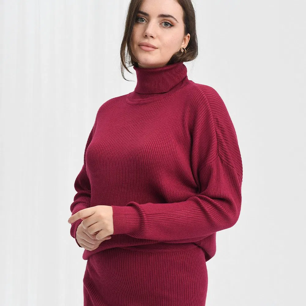 OEM/ODM纯色女卷领毛衣保暖女高领服装
