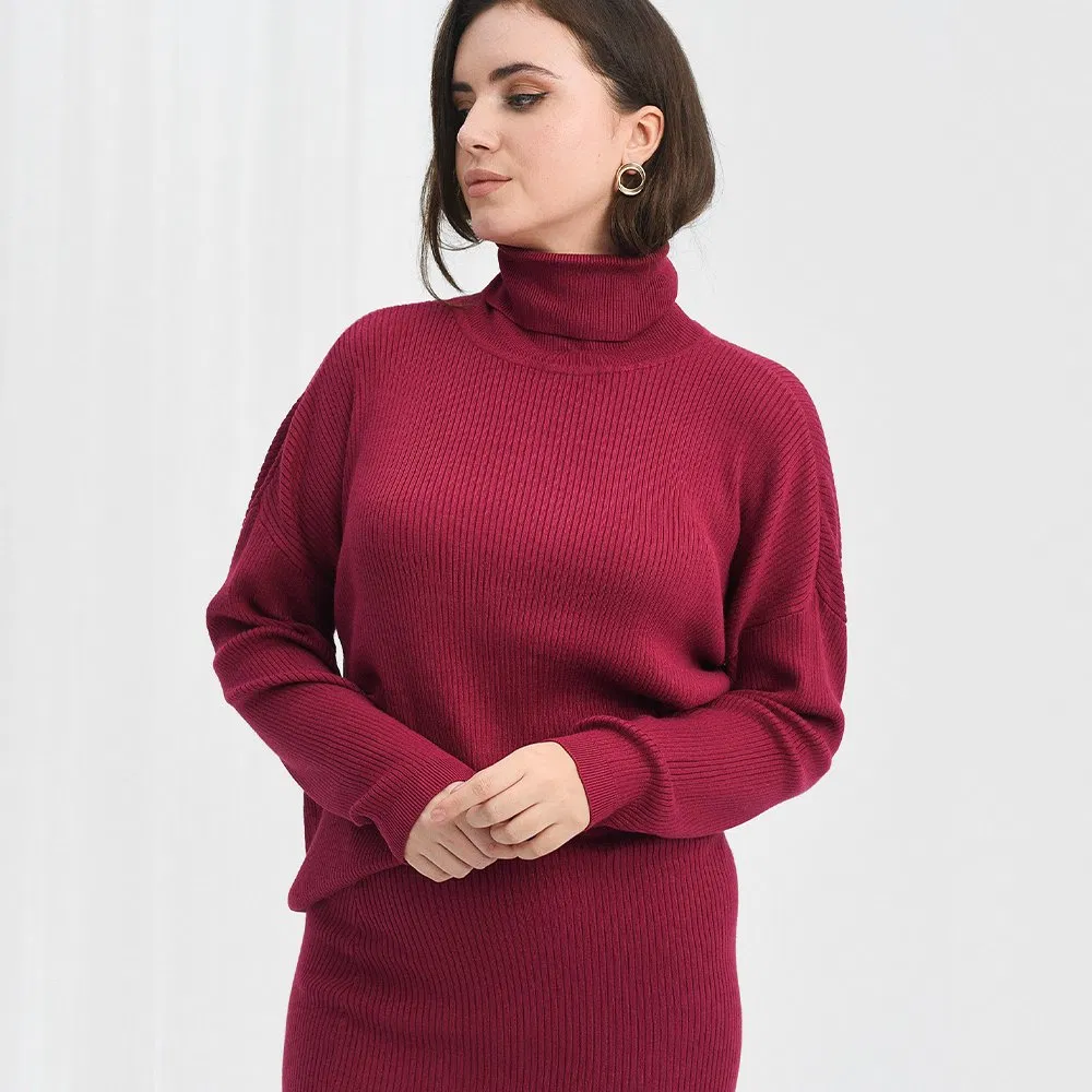 OEM/ODM纯色女卷领毛衣保暖女高领服装