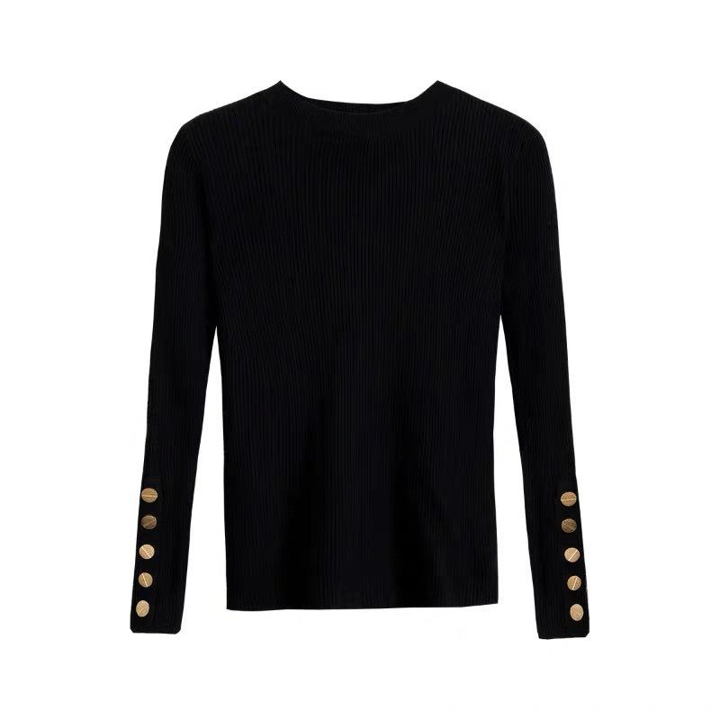 秋冬针织毛衣半高领洋风长套头袖毛衣