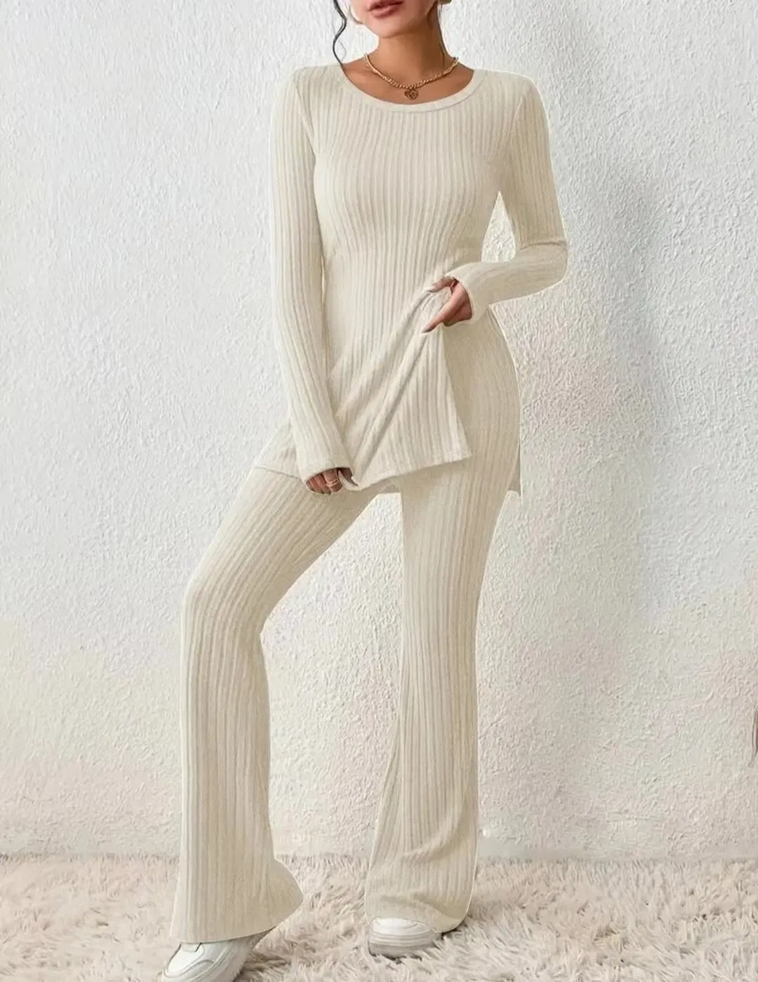 Women&prime;S Longsleeve性感纯色毛衣Daily Fit时尚套装