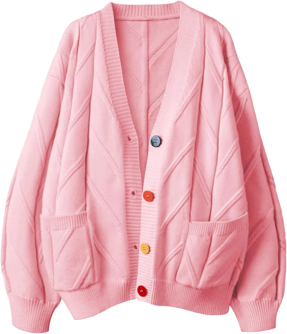 Women&amp;prime;S Cable Knit Cardigan羊毛混纺开放式正面
