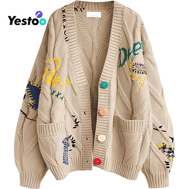 Women&prime;S Cable Knit Cardigan羊毛混纺开放式正面