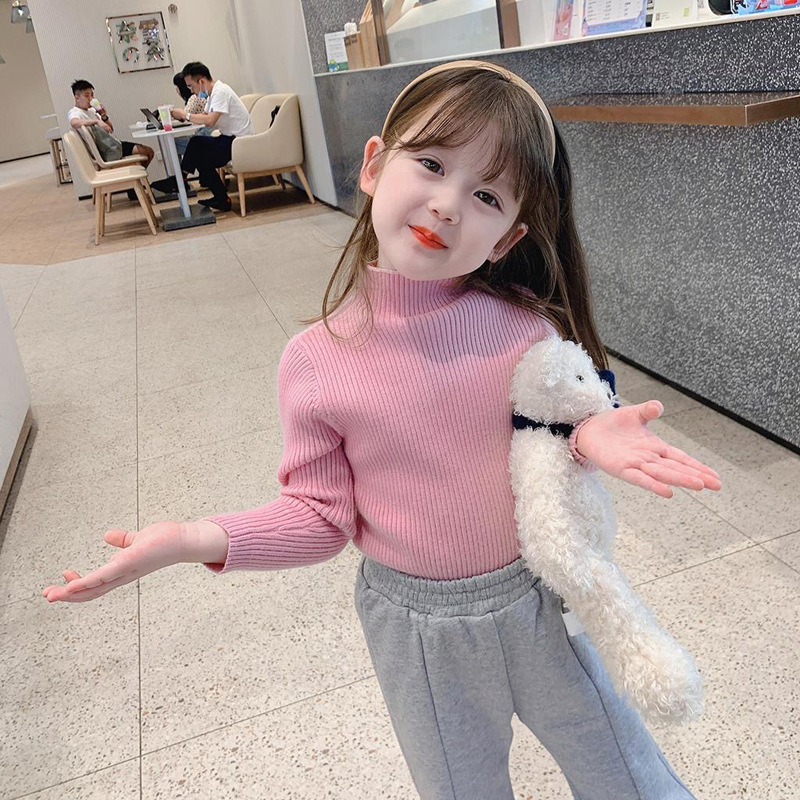 优质最新设计冬季秋季平领棉质蹒跚学步的婴儿女孩针织套头毛衣