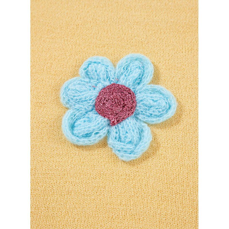 亲爱的情人毛衣制造商可爱的花贴花短袖女士&功放;总理;毛衣