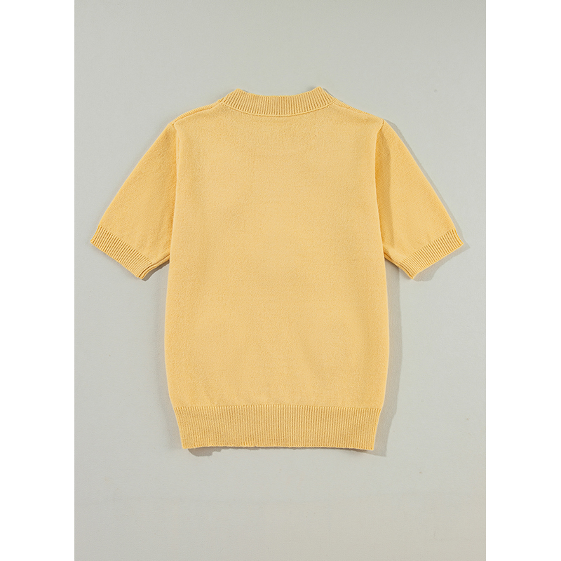 亲爱的情人毛衣制造商可爱的花贴花短袖女士&功放;总理;毛衣