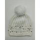 时尚女士白色铆钉豆豆帽与POM-Pom帽