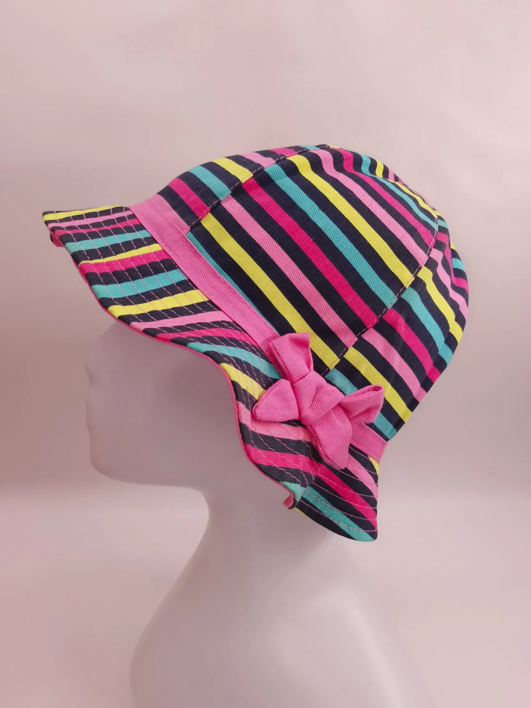 条纹棉桶钓鱼太阳帽