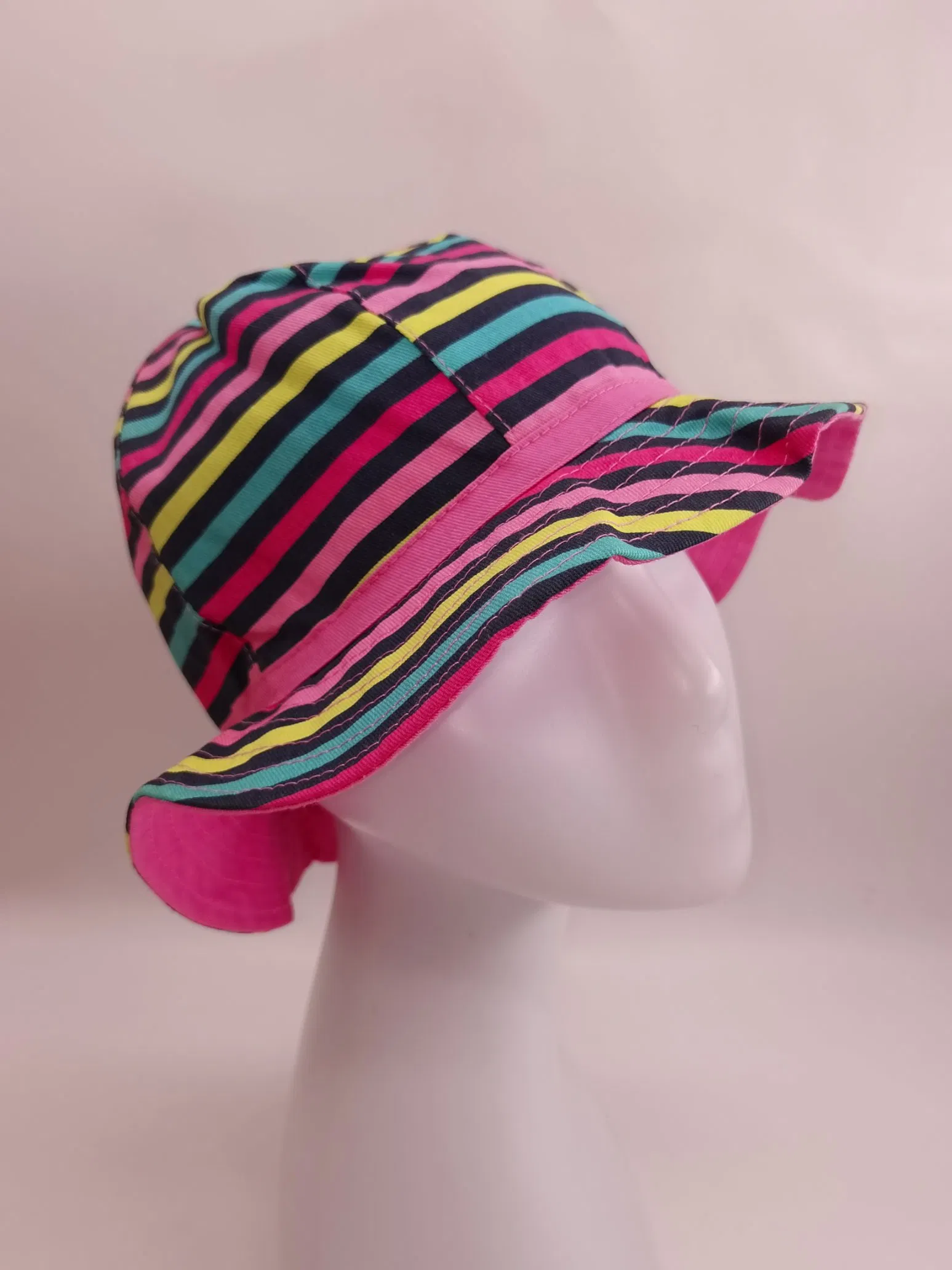 条纹棉桶钓鱼太阳帽
