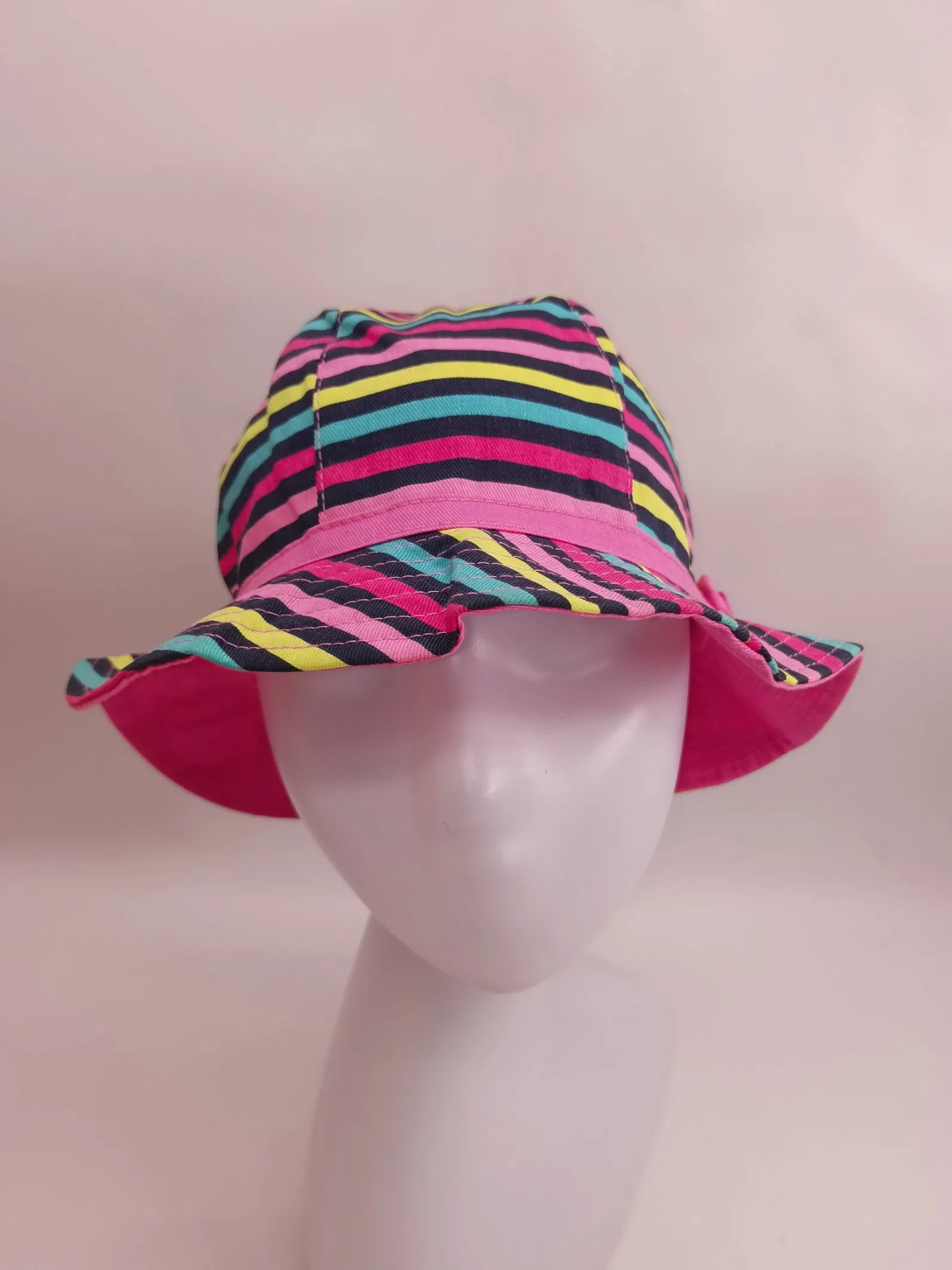 条纹棉桶钓鱼太阳帽