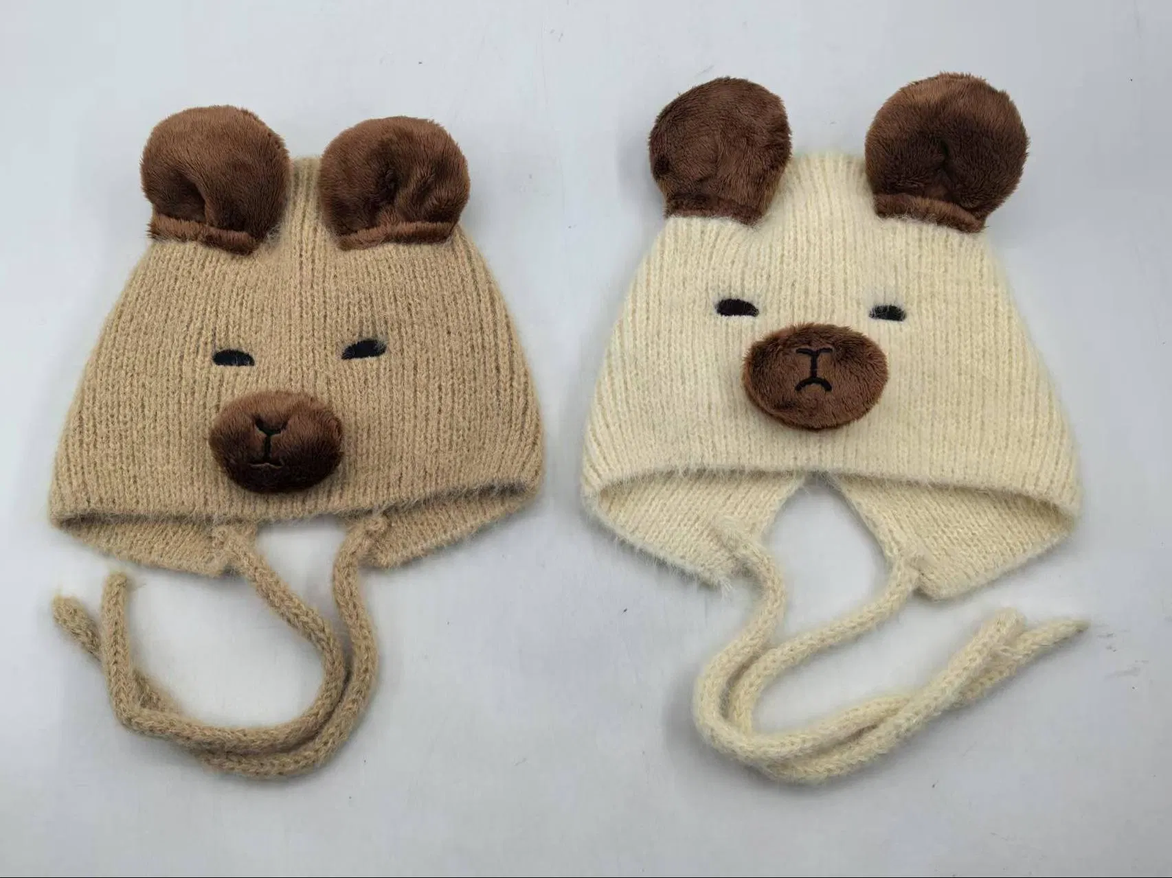 儿童&功放;#39;s针织帽100%丙烯酸Capibara风格时尚可爱的动物